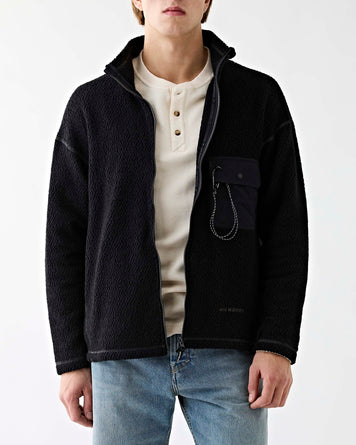 and wander Re Wool JQ Stand Zip JKT Short Men