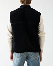 and wander Wool Boa Vest Black JKT Short Men