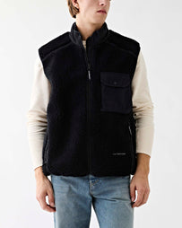 and wander Wool Boa Vest Black JKT Short Men