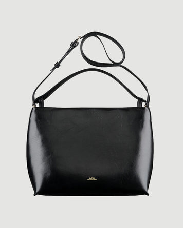 A.P.C. Sac Ashley Shiny Black Crinkled Leather Bags Women