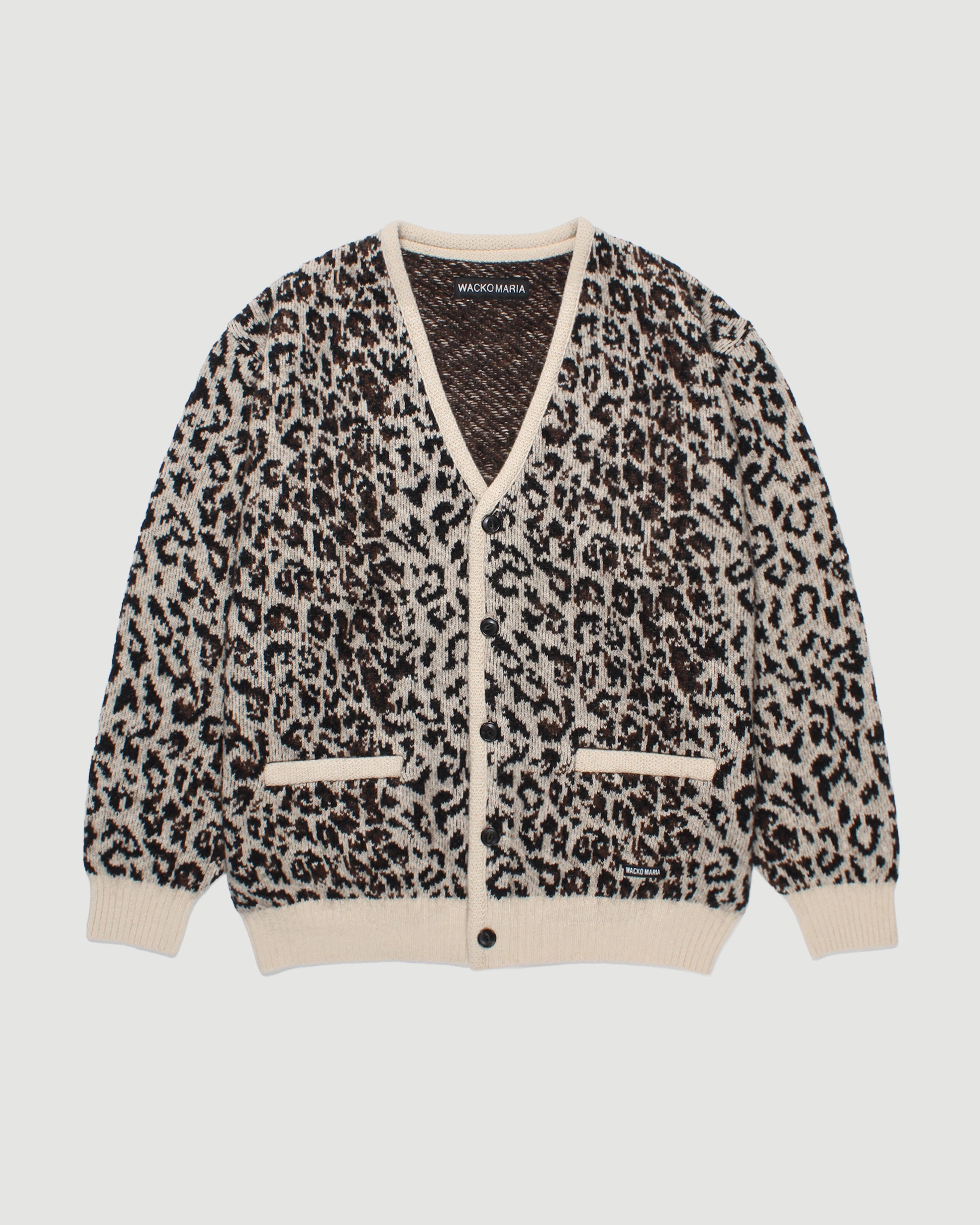 Wacko Maria Leopard Mohair Cardigan Ivory Knitwear Men