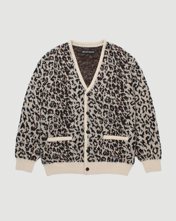 Wacko Maria Leopard Mohair Cardigan Ivory Knitwear Men