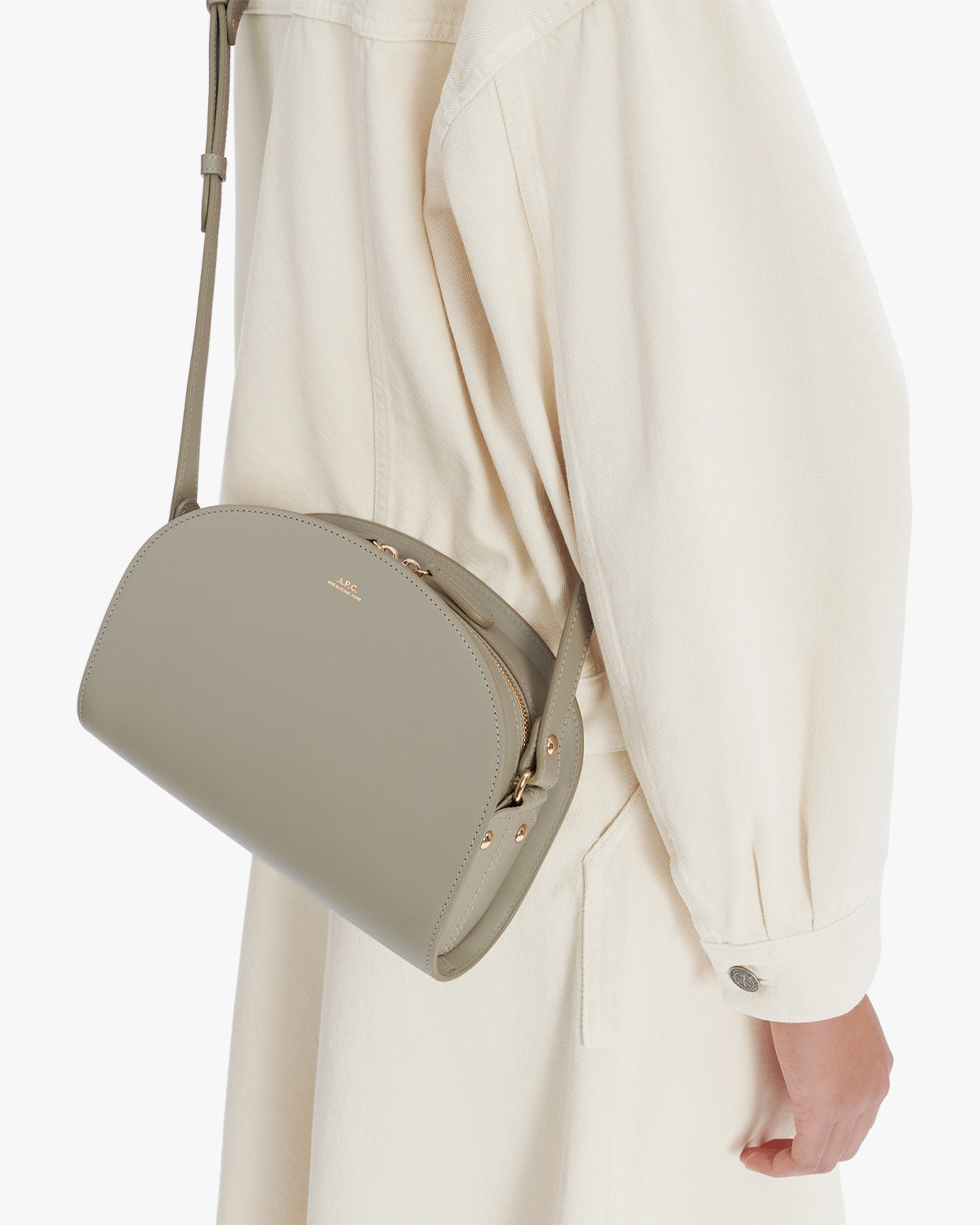 A.P.C. Sac Demi Lune Green Taupe Bags Women