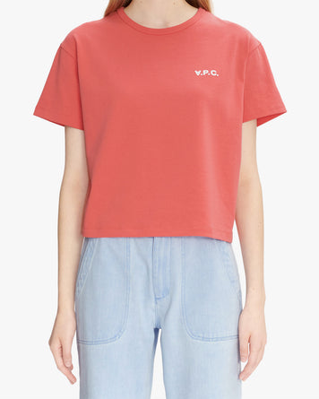 A.P.C. T-Shirt Boxy Petit VPC Framboise/Blanc T-shirt S/S Women
