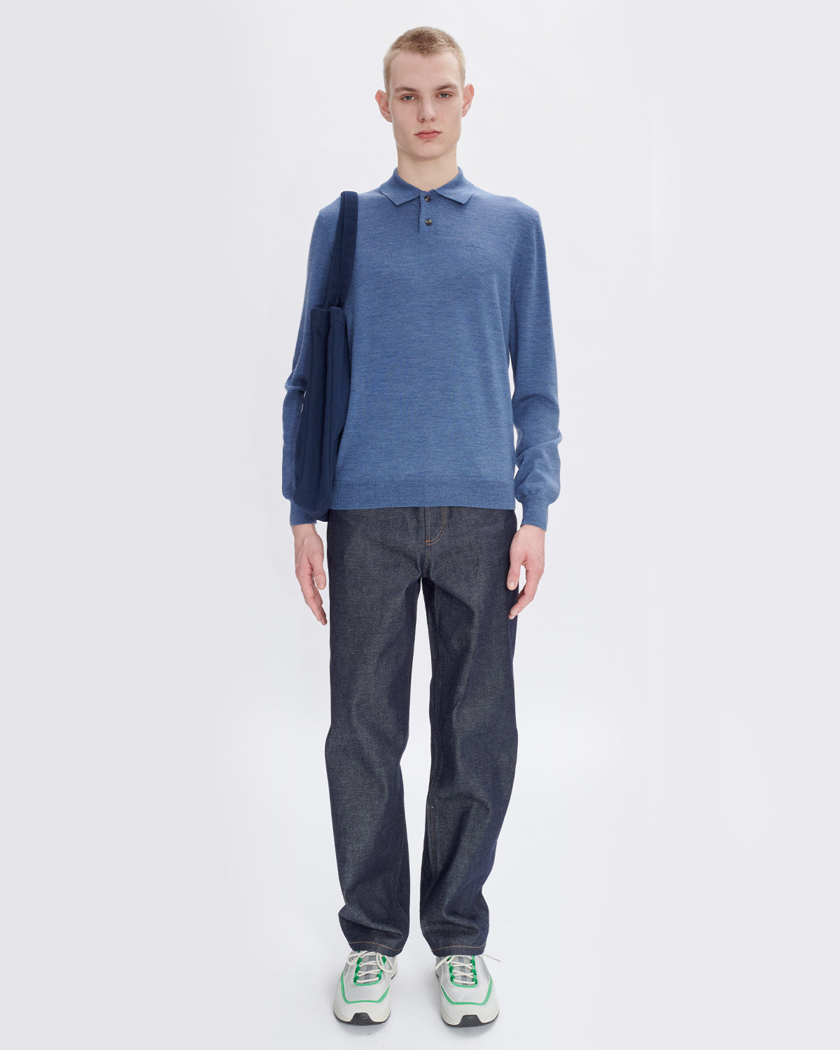 A.P.C. Polo Jacob Logo Bleu Acier Chine MEN KNITWEAR