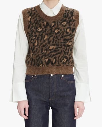 A.P.C. Gilet Leana Brown Knitwear Women