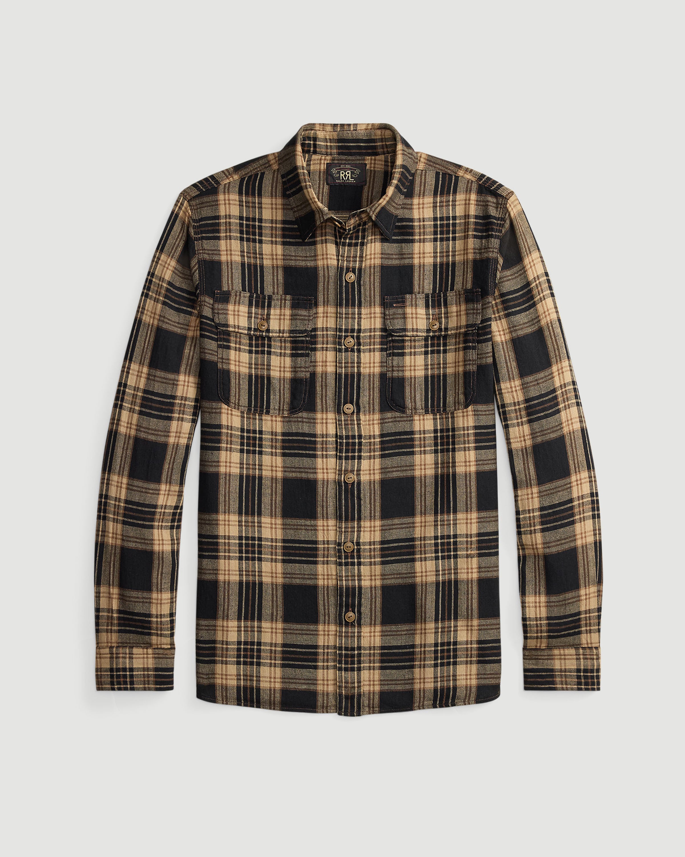 RRL Greyson WS Long Sleeve Sport Shirt Black/Brown T-shirt L/S Men