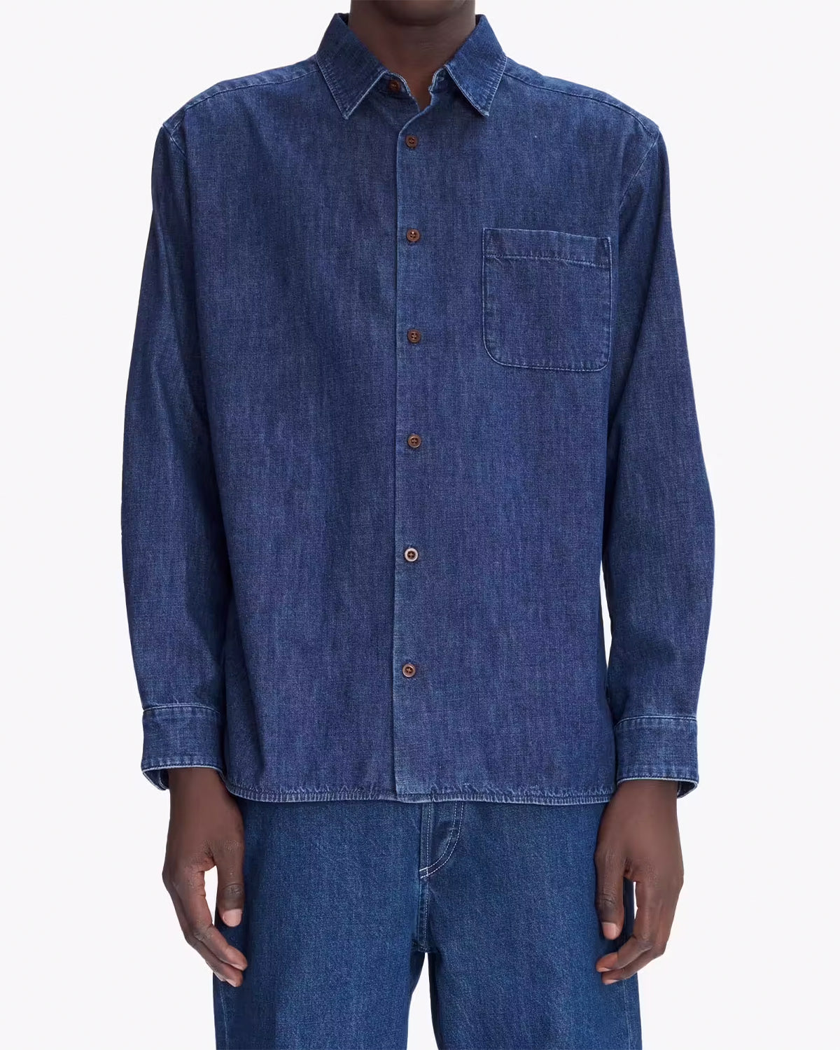 A.P.C. Chemise Malo Logo Washed Indigo Shirts L/S Men