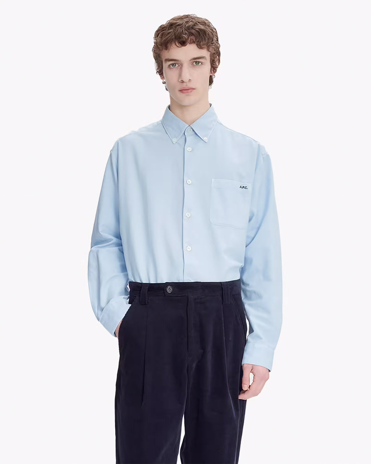 A.P.C. Chemise Mateo Logo Light Blue Shirt L/S Men