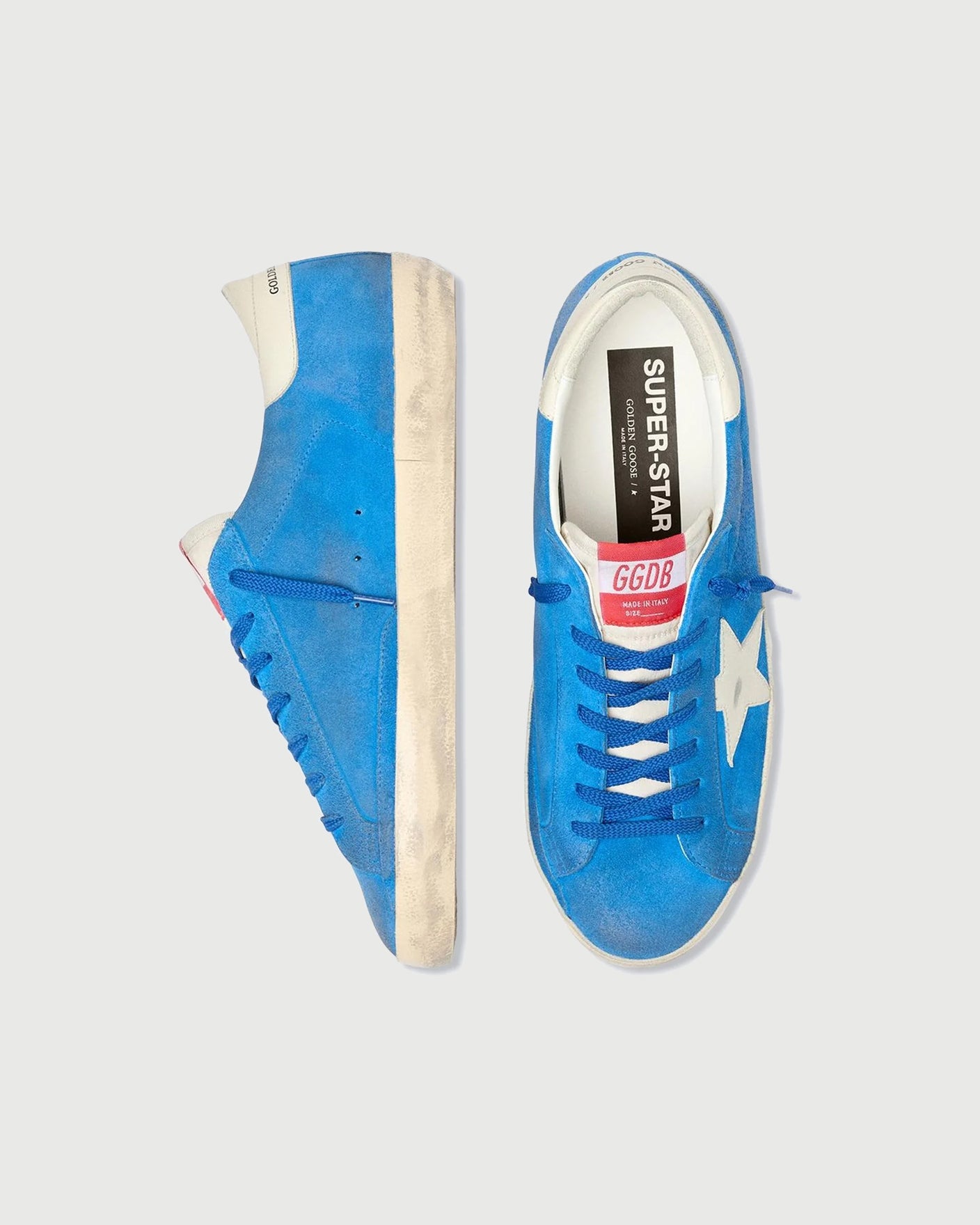 Golden Goose Super-star Suede Upper Blue & White Star Shoes Sneakers Men