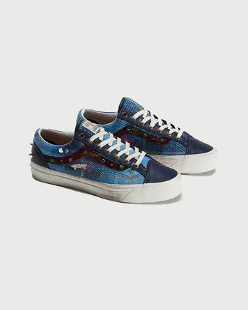 Vans Premium LX Old Skool 36 Harris Tweed - Navy Blue Shoes Sneakers Men