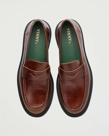 VINNY's Vinnee Penny Loafer Brown Lizard Pattern Shoes Leather Unisex