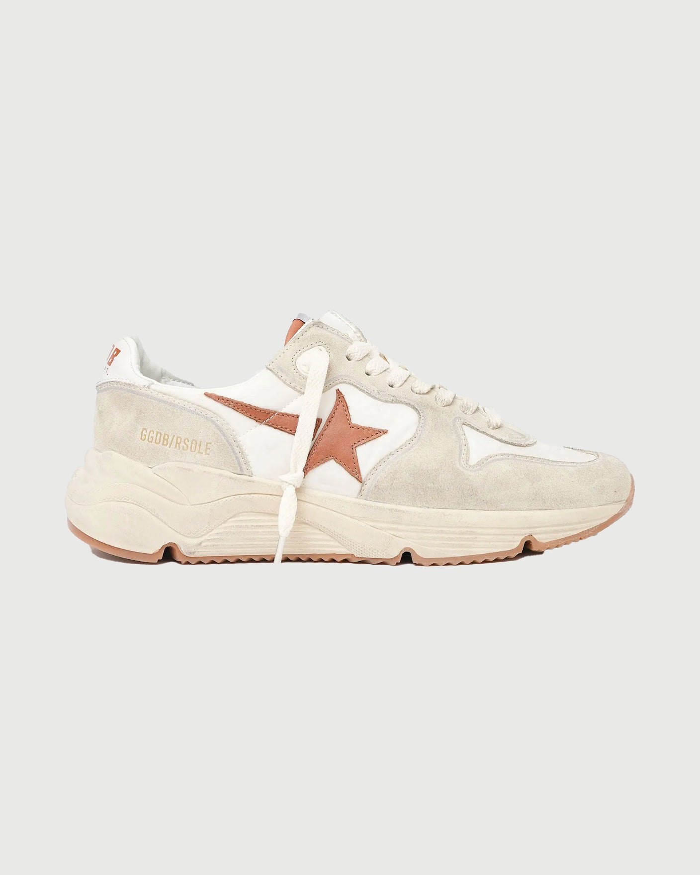 Golden Goose Running Sole Nylon Suede Upper White and Brown Star Shoes Sneaker Women