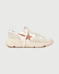 Golden Goose Running Sole Nylon Suede Upper White and Brown Star Shoes Sneaker Women