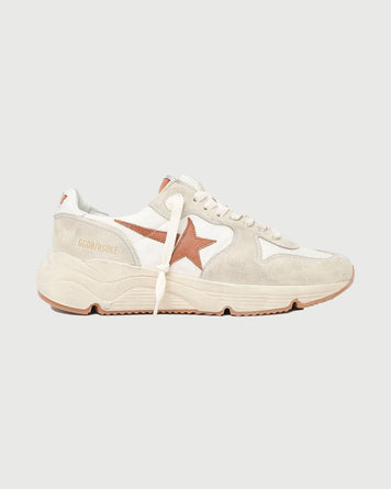 Golden Goose Running Sole Nylon Suede Upper White and Brown Star Shoes Sneaker Women