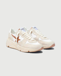 Golden Goose Running Sole Nylon Suede Upper White and Brown Star Shoes Sneaker Women