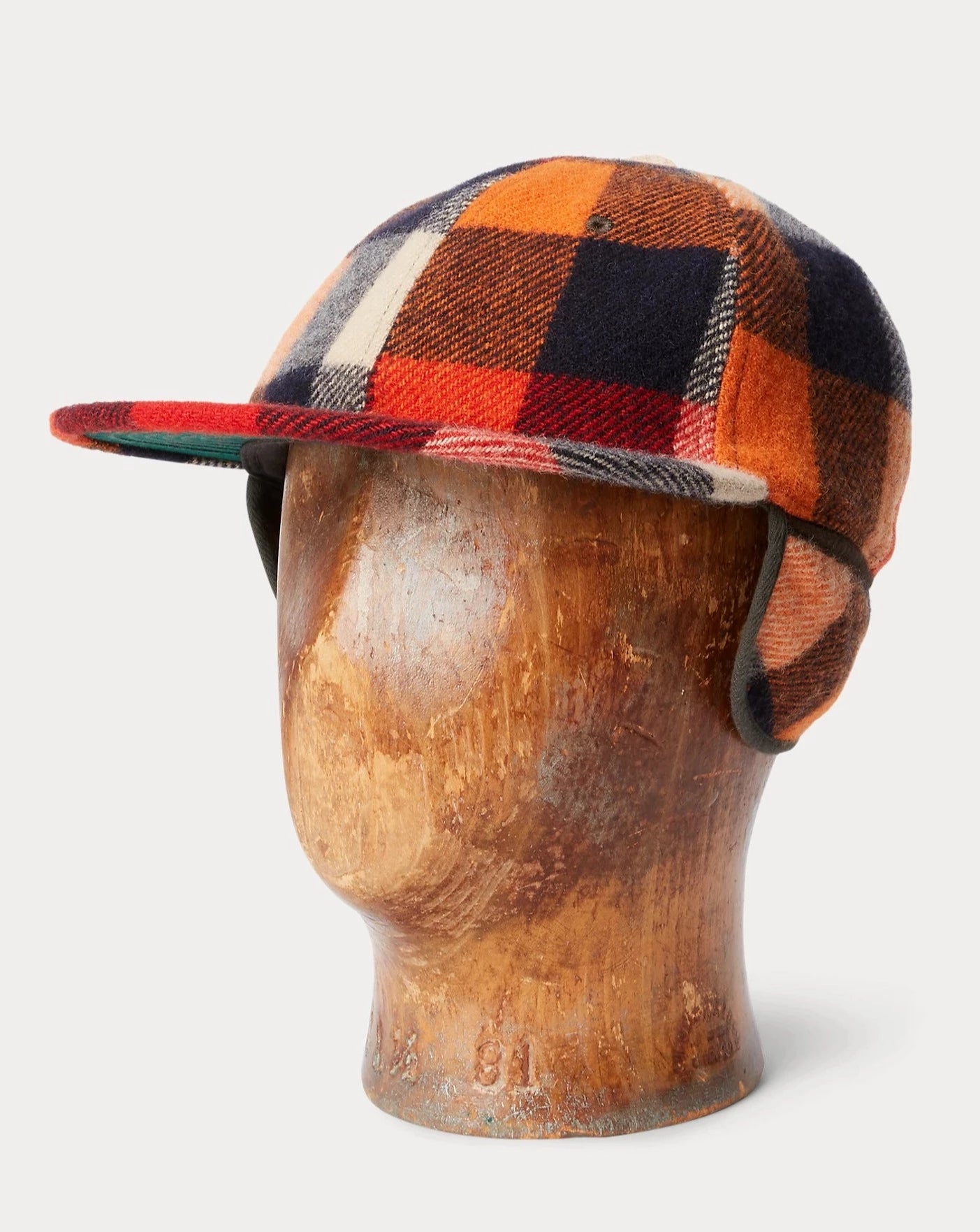 Plaid wool cap with ear deals flaps