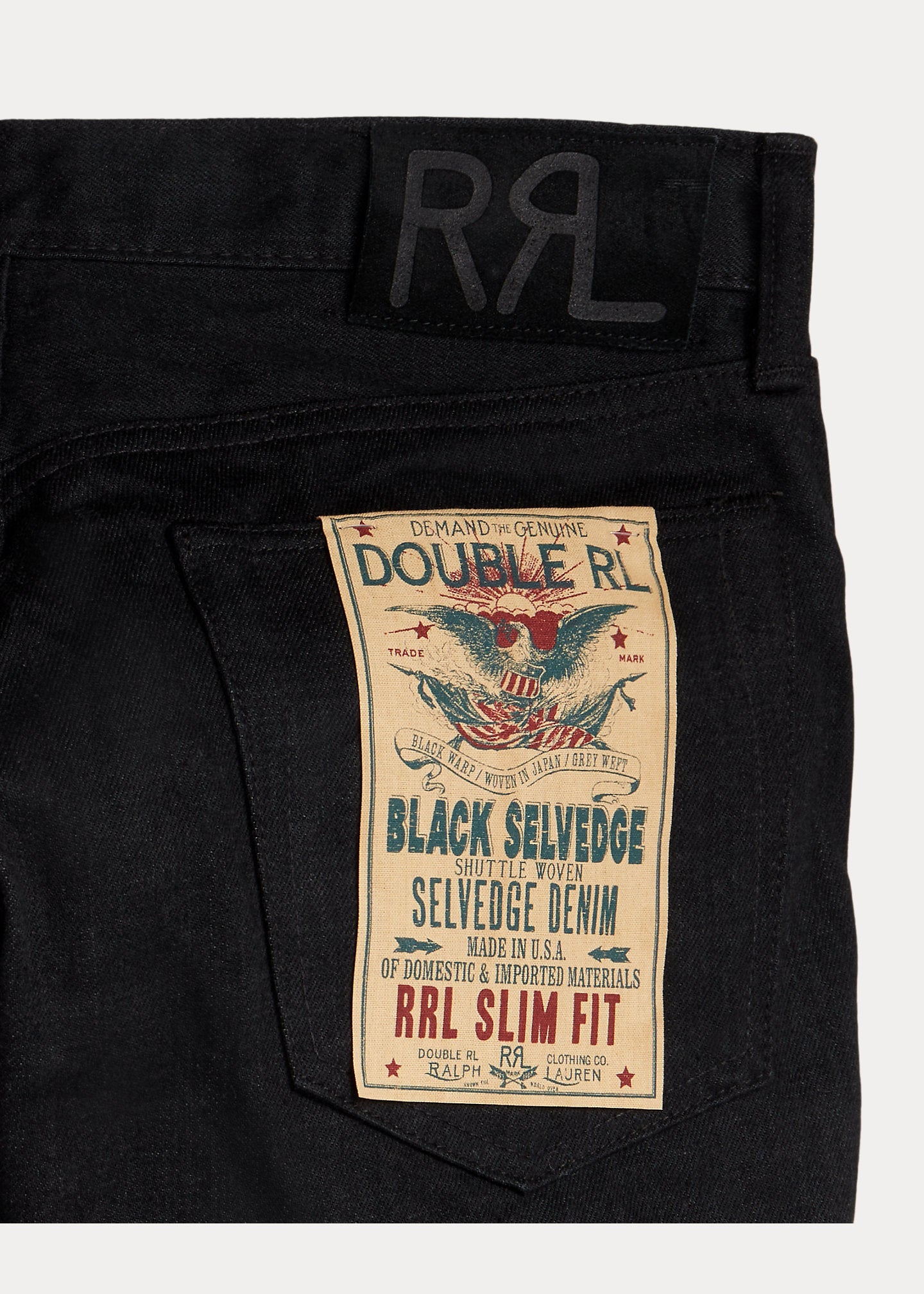 RRL Slim Fit New Black On Black Denim Men