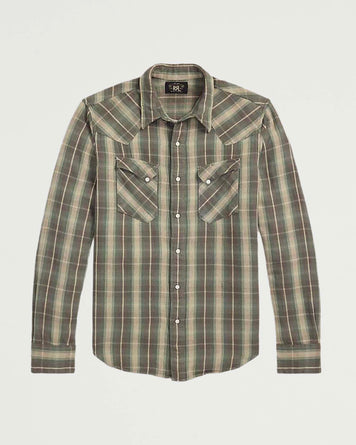 RRL Allen Western Sport Shirt Green/Grey Shirts L/S Men