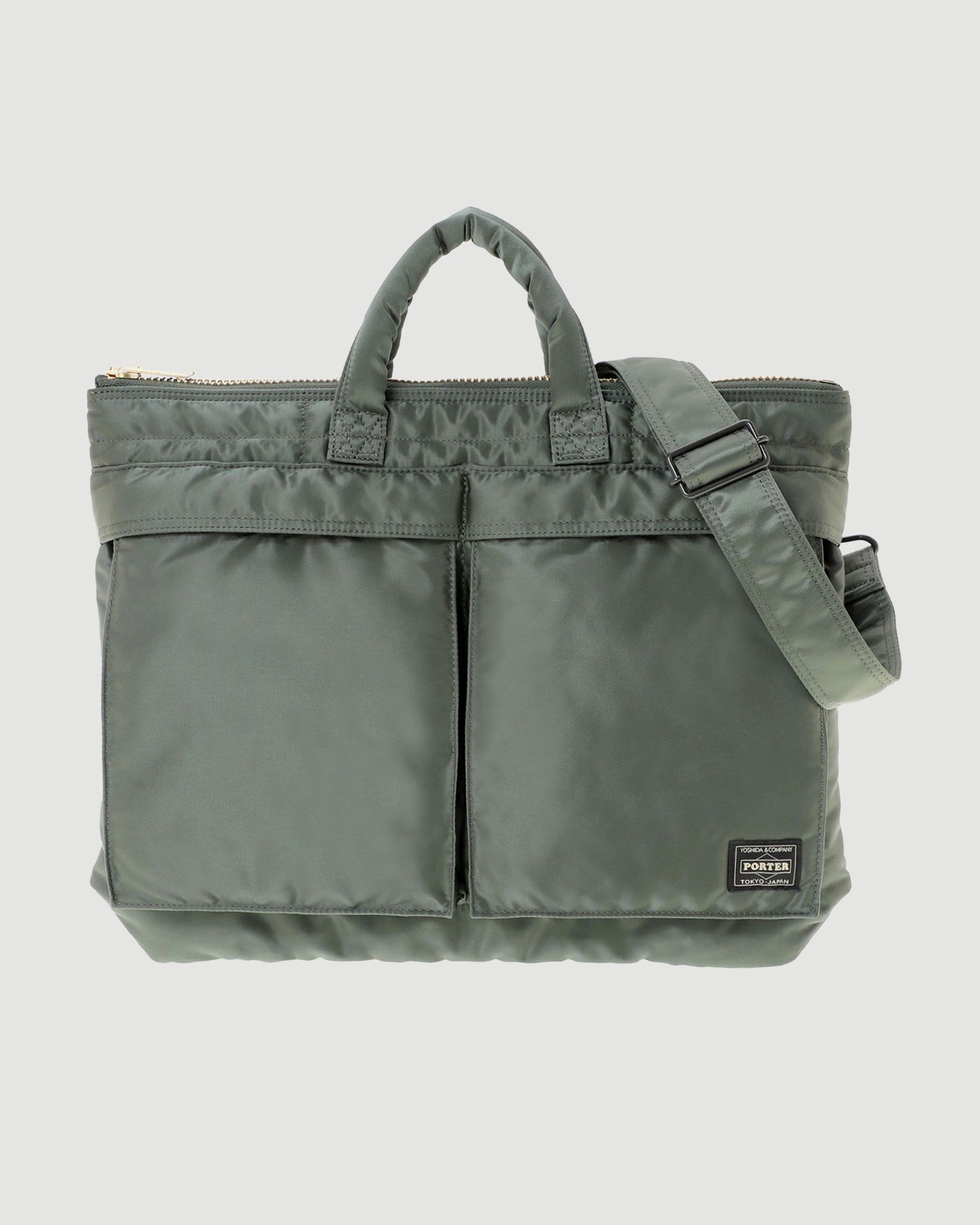 Porter Yoshida Tanker Short Helmet Bag (S) Sage Green Bags Unisex