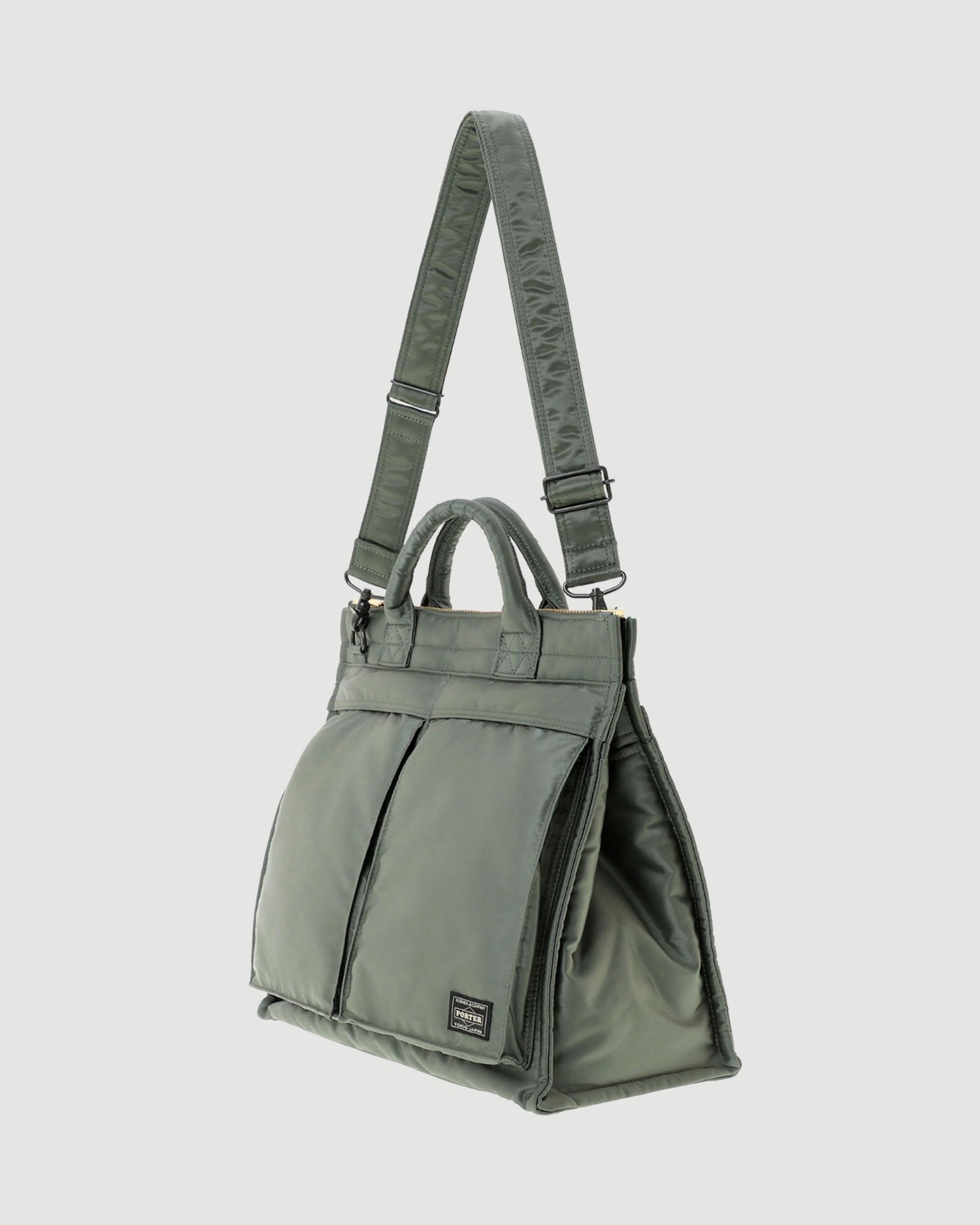 Porter Yoshida Tanker Vertical Tote Bag (L) Sage Green Bags Unisex