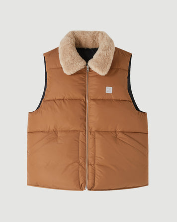 A.P.C. Reversible Puffer Vest Teddy Dark Beige JKT Short Unisex