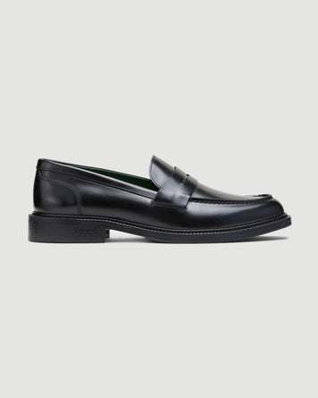 VINNY's Townee Penny Loafer Black Polido Leather Shoes Leather Unisex