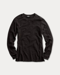 RRL Waffle Knit Crewneck Faded Black Knitwear Men