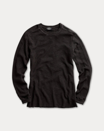 RRL Waffle Knit Crewneck Faded Black Knitwear Men