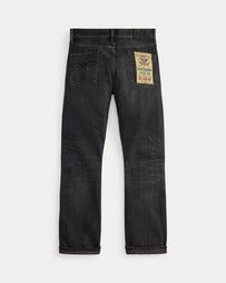 RRL Slim Boot Jean Distressed Black Denim Men