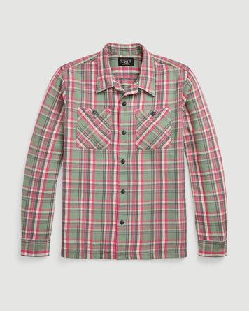 RRL Monterey Sport Shirt Sage/Red Shirt L/S Men