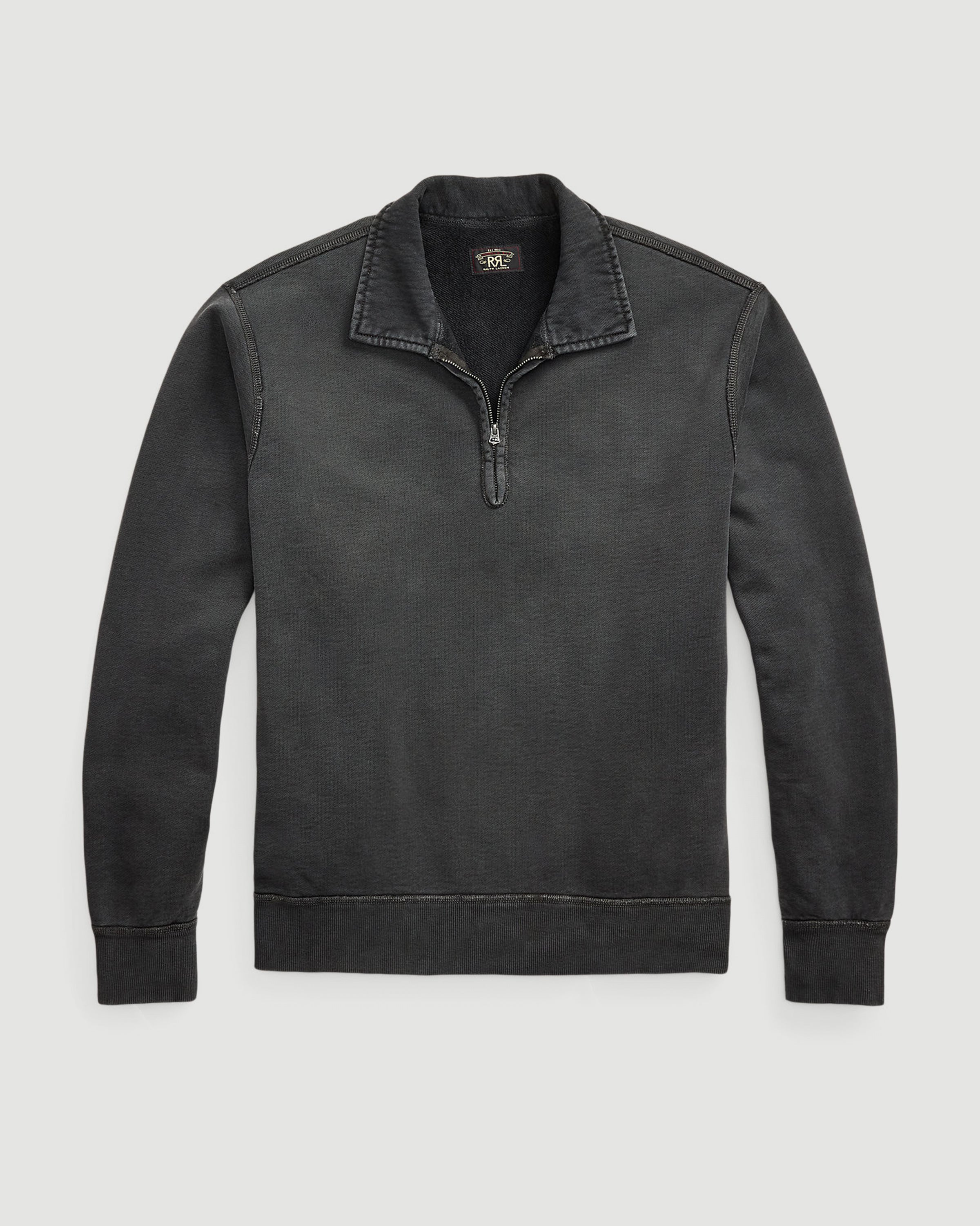 RRL Quarter Zip Long Sleeve Pullover Faded Black Sweater Men