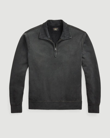 RRL Quarter Zip Long Sleeve Pullover Faded Black Sweater Men