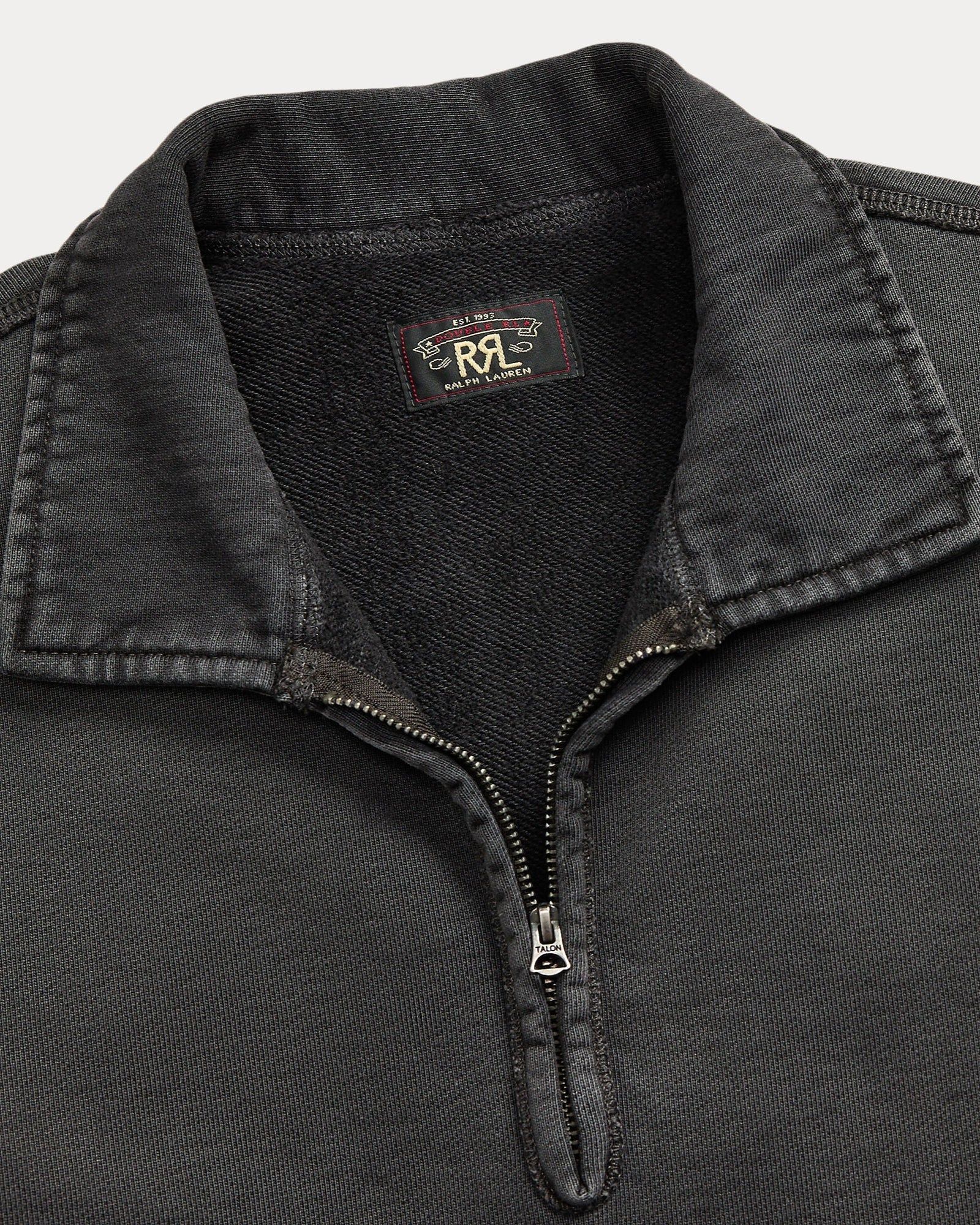 RRL Quarter Zip Long Sleeve Pullover Faded Black Sweater Men