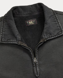 RRL Quarter Zip Long Sleeve Pullover Faded Black Sweater Men