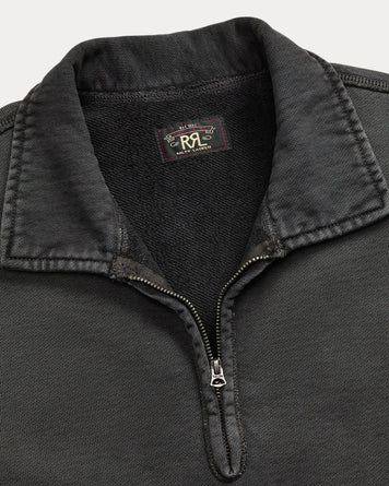 RRL Quarter Zip Long Sleeve Pullover Faded Black Sweater Men