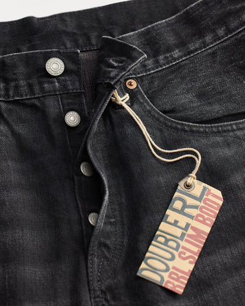 RRL Slim Boot Jean Distressed Black Denim Men