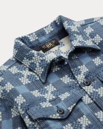 RRL Regiment Long Sleeve Sport Shirt Blue Shirt L/S Men