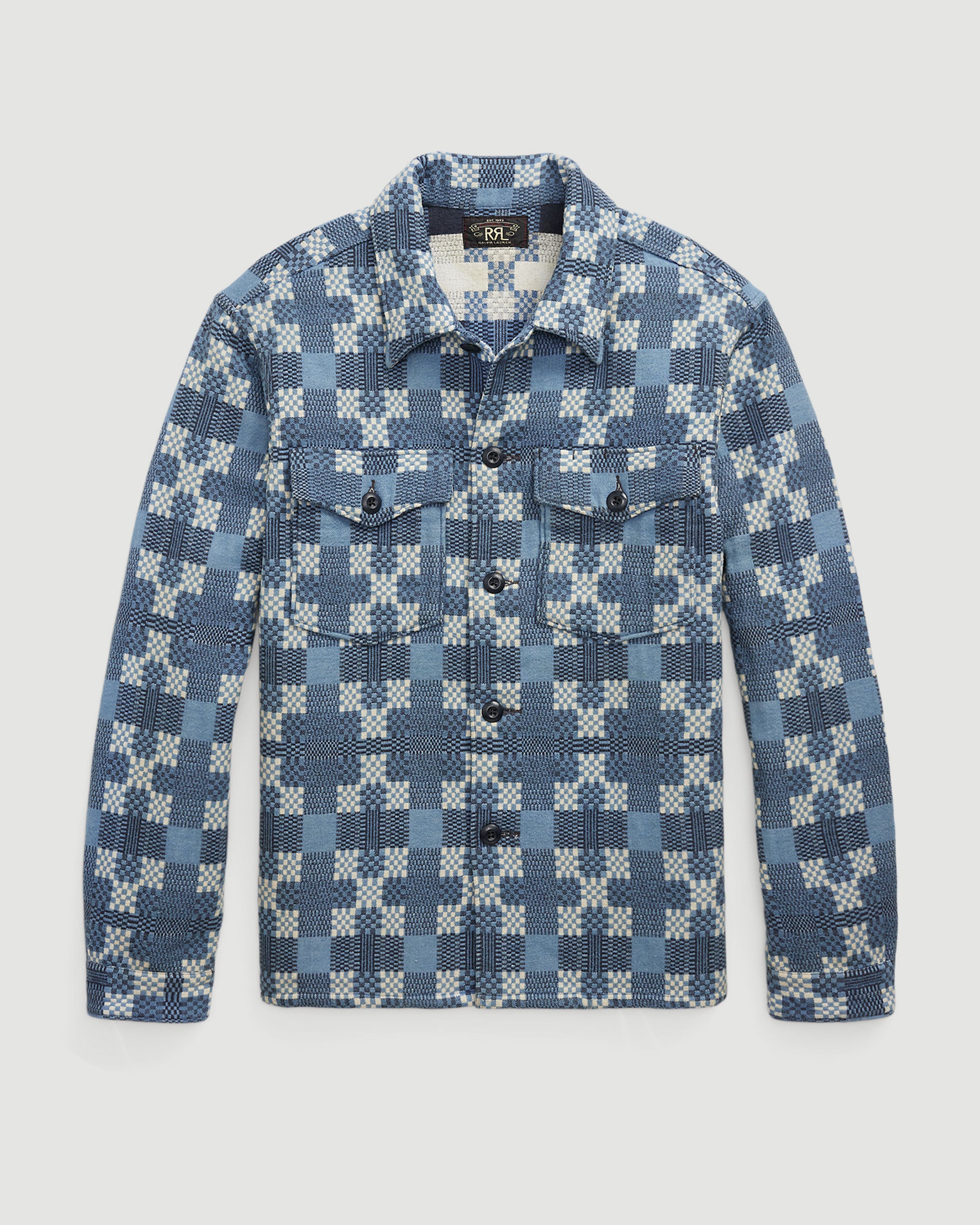 RRL Regiment Long Sleeve Sport Shirt Blue Shirt L/S Men