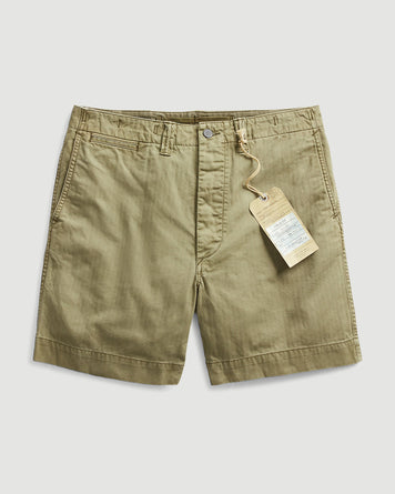 RRL 1943 Herringbone Twill Field Short Olive Shorts Men