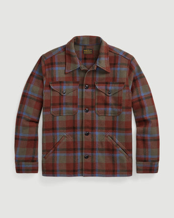 RRL Ace Cruiser Shirt Jacket Maroon Plaid JKT Short Men