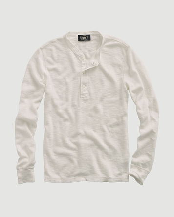 RRL Henley Long Sleeve Paper White Knitwear Men