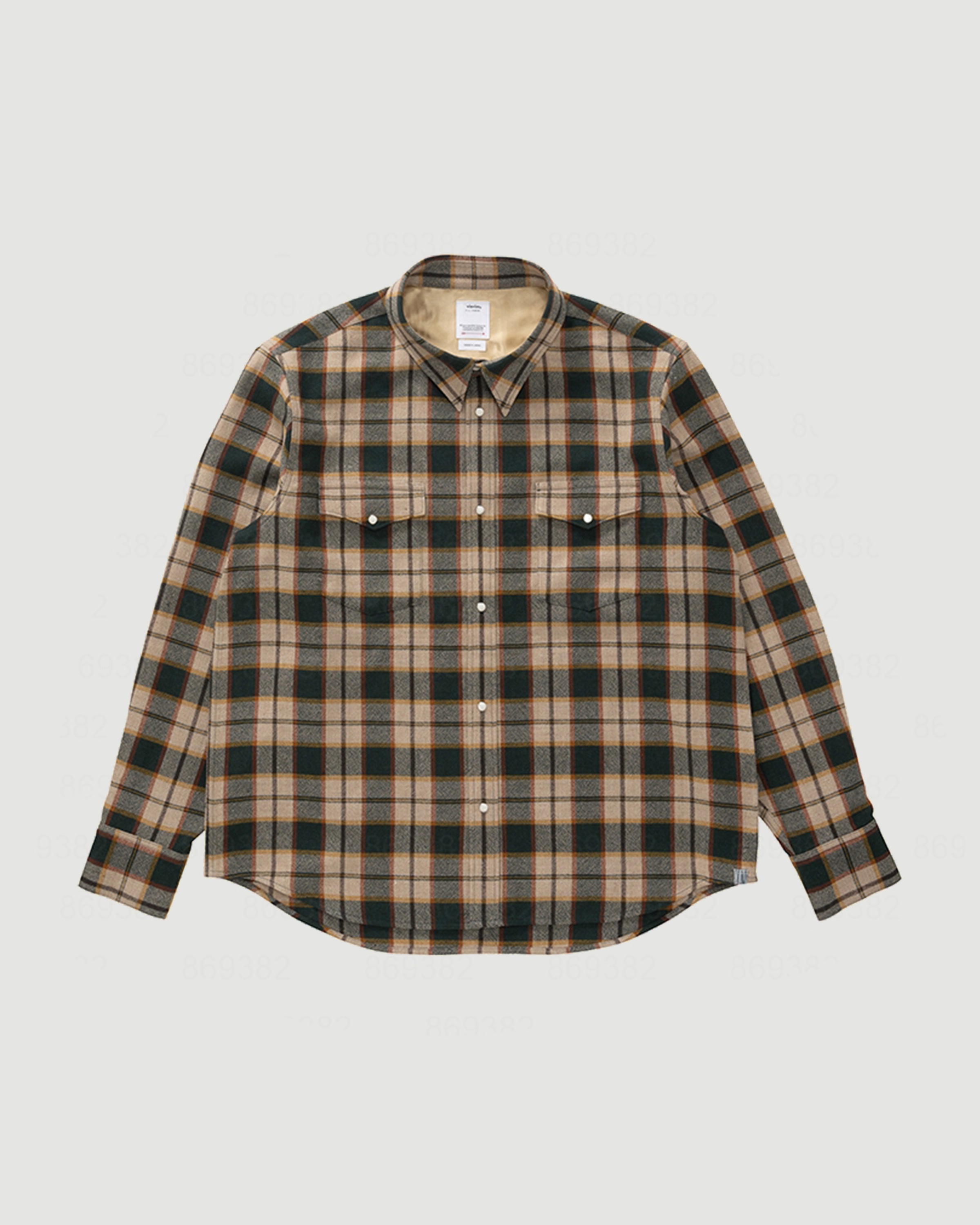 Visvim Meridian Check L/S Green Shirt L/S Men