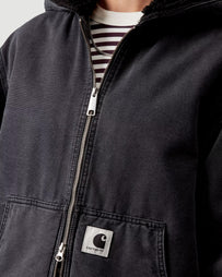 Carhartt W' Hooded Mitch Jacket Black Dusty Canvas JKT Short Women