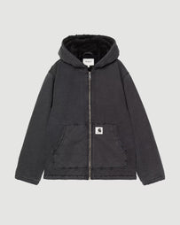 Carhartt W' Hooded Mitch Jacket Black Dusty Canvas JKT Short Women