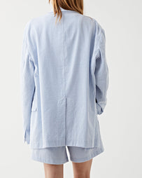 Denimist Deconstructed Blazer Blue Seersucker Stripe JKT Short Women