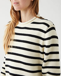 Denimist Striped Oversized Sweater Ecru/Black Sweater Women