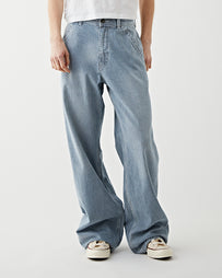 Denimist Teri Wideleg Carpenter Pant Blue Railroad Stripe Denim Women