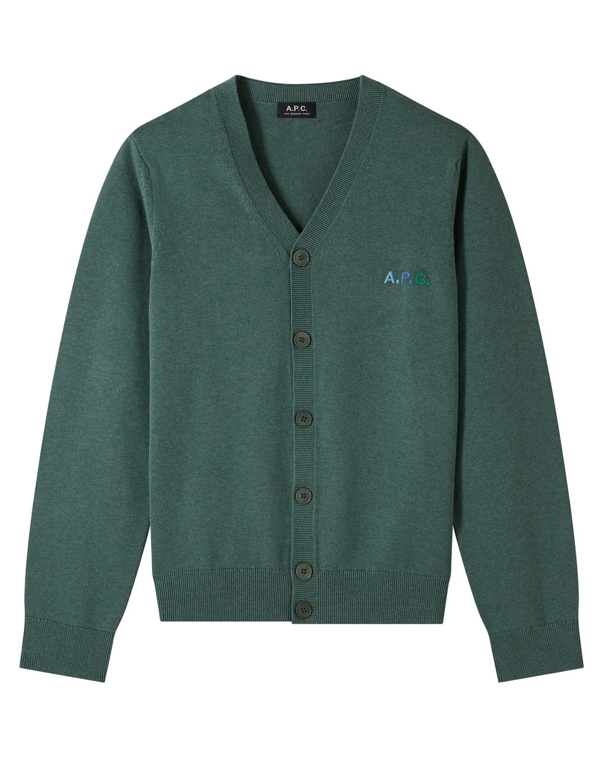 A.P.C. New Cardigan Joseph Heathered Green Knitwear Men