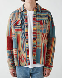 RRL Patchwork Cardigan Rust Knitwear Men